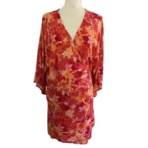 L Space Into the Tropics Pfeiffer Wrap Dress Size M Floral Beach‎ Swim Coverup